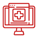 health symbol on computer screen